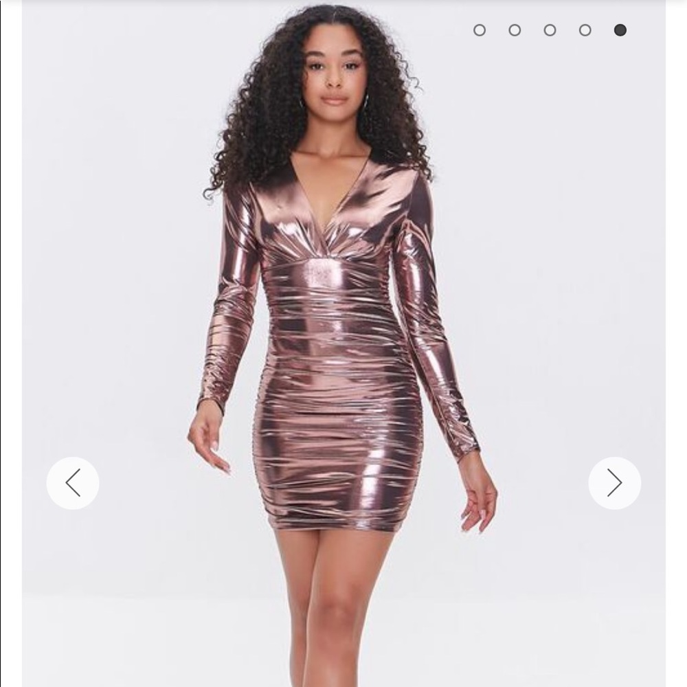 Metallic Ruched Mini Dress, pink or blue, NWT, size L